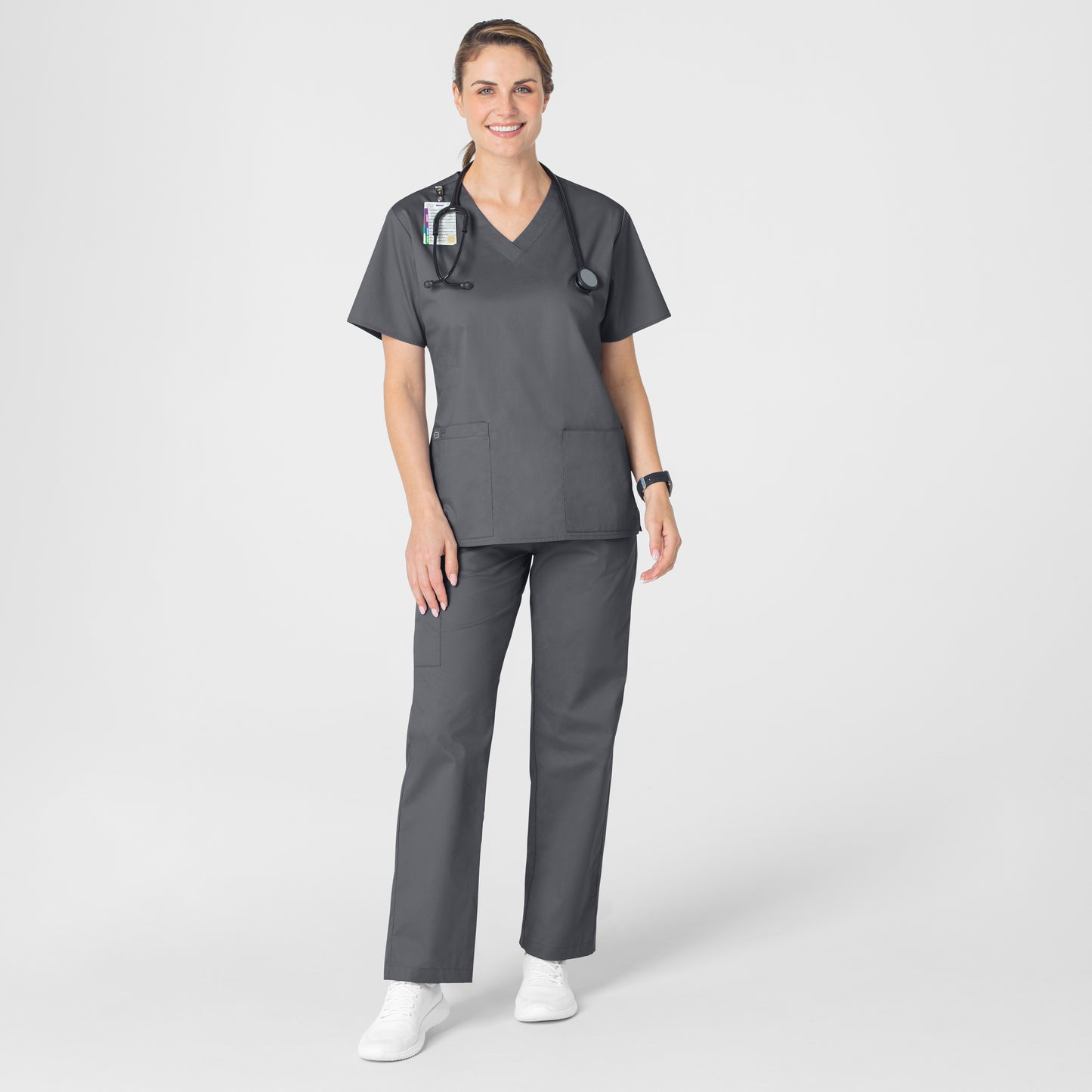 UMSL WonderWORK Women's V-Neck Scrub Top With Logo 101