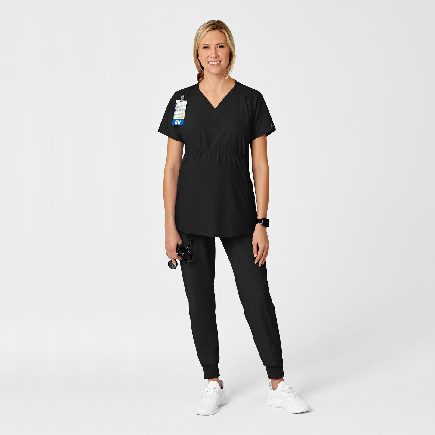 SCC W123 Maternity V-Neck Scrub Top With Logo