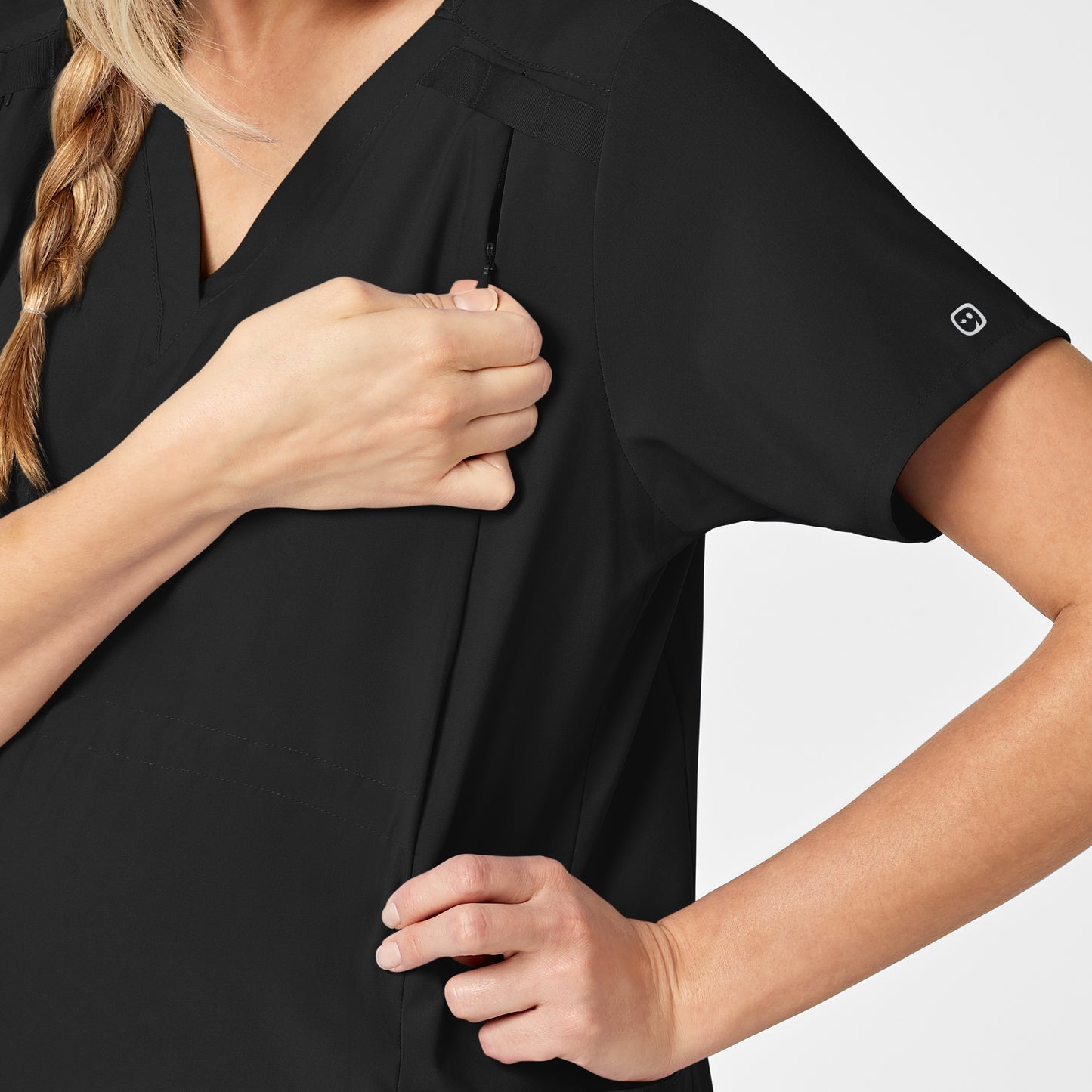 SCC W123 Maternity V-Neck Scrub Top With Logo