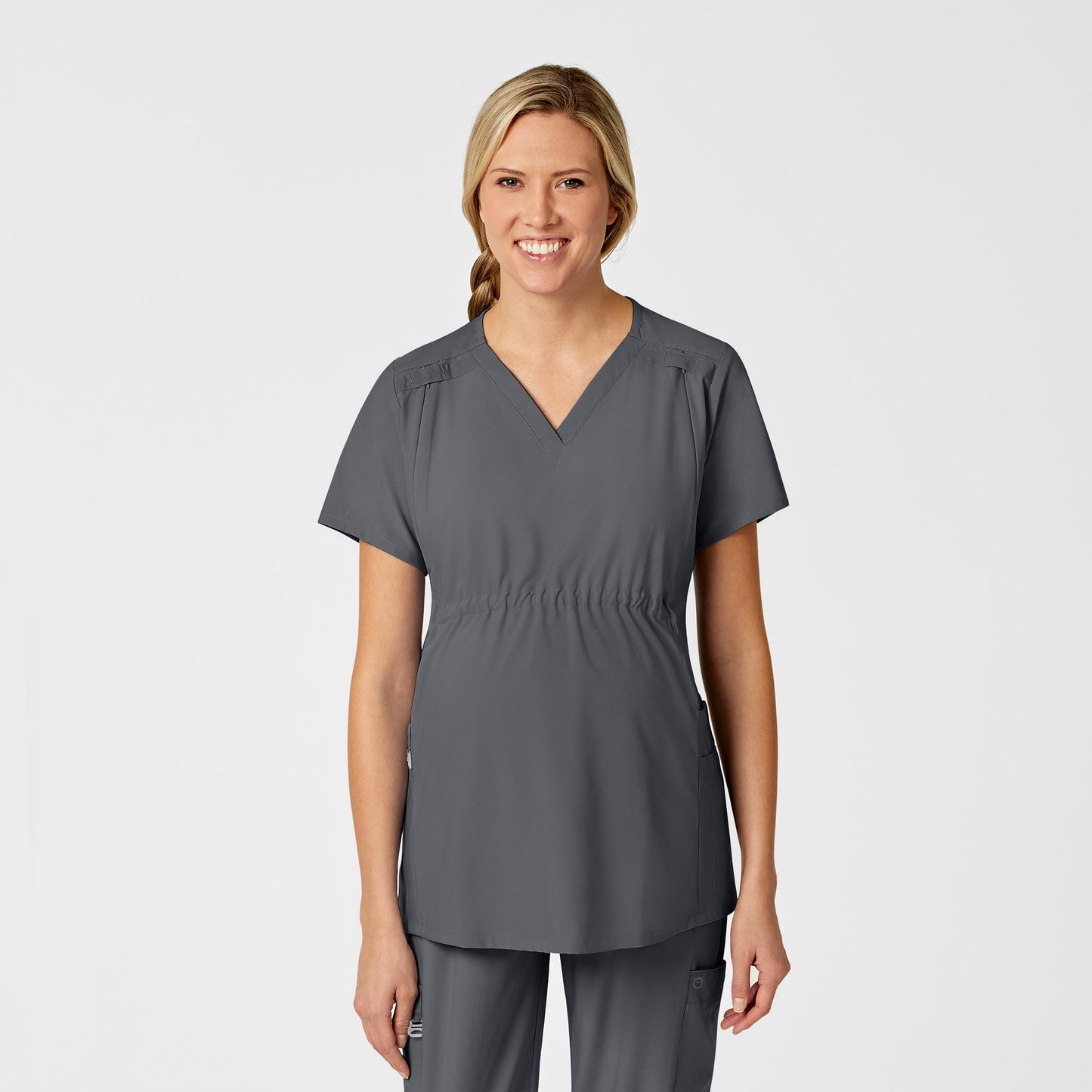 SCC W123 Maternity V-Neck Scrub Top With Logo