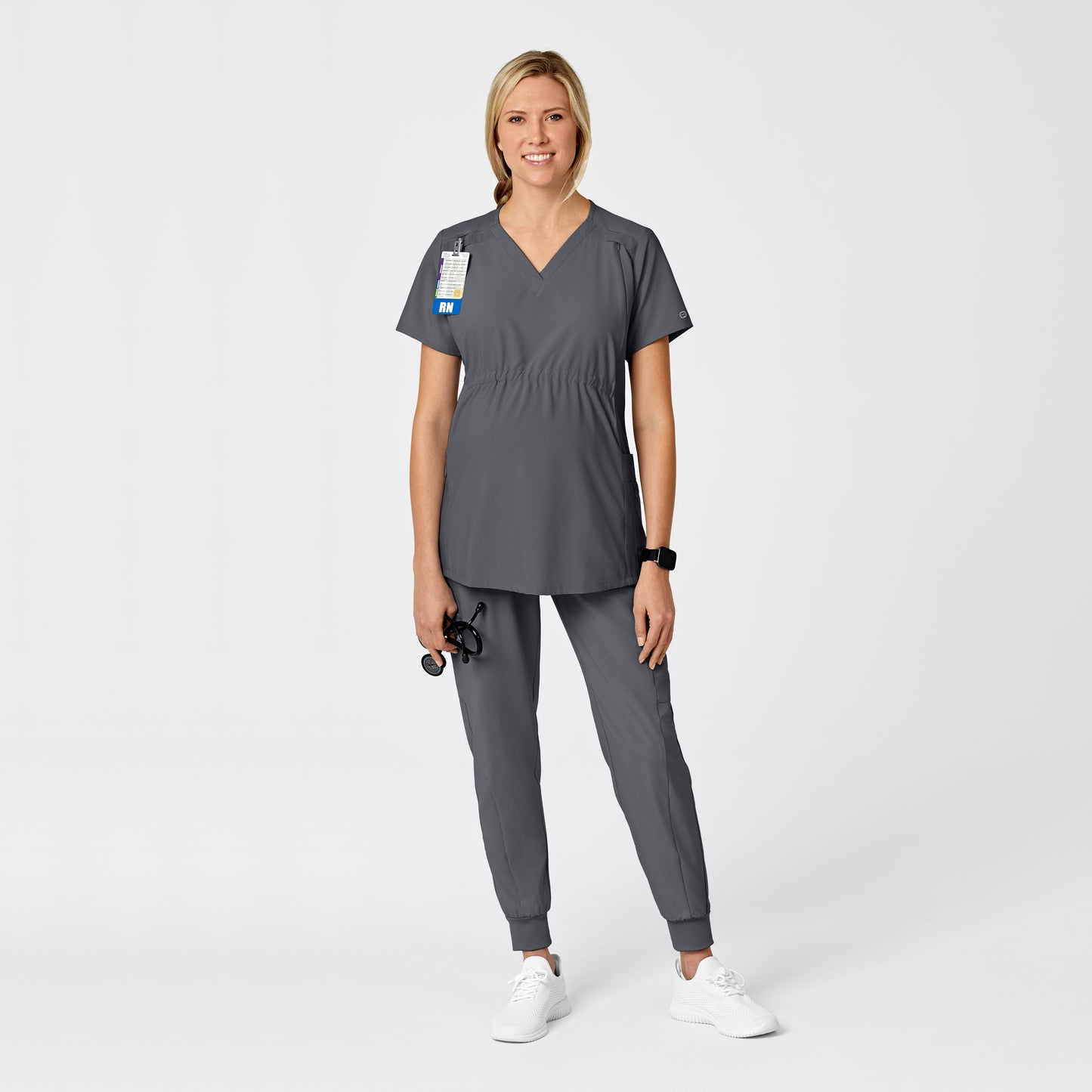 UMSL W123 Maternity V-Neck Scrub Top With Logo