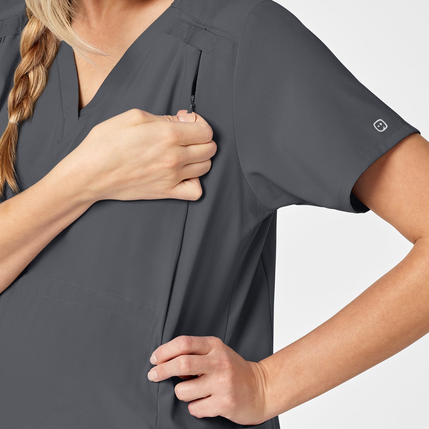 UMSL W123 Maternity V-Neck Scrub Top With Logo