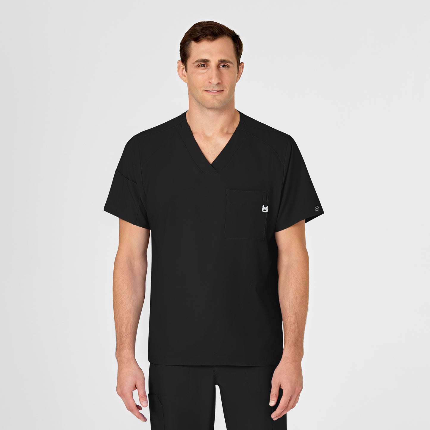 SCC W123 Men's V-Neck Scrub Top With Logo