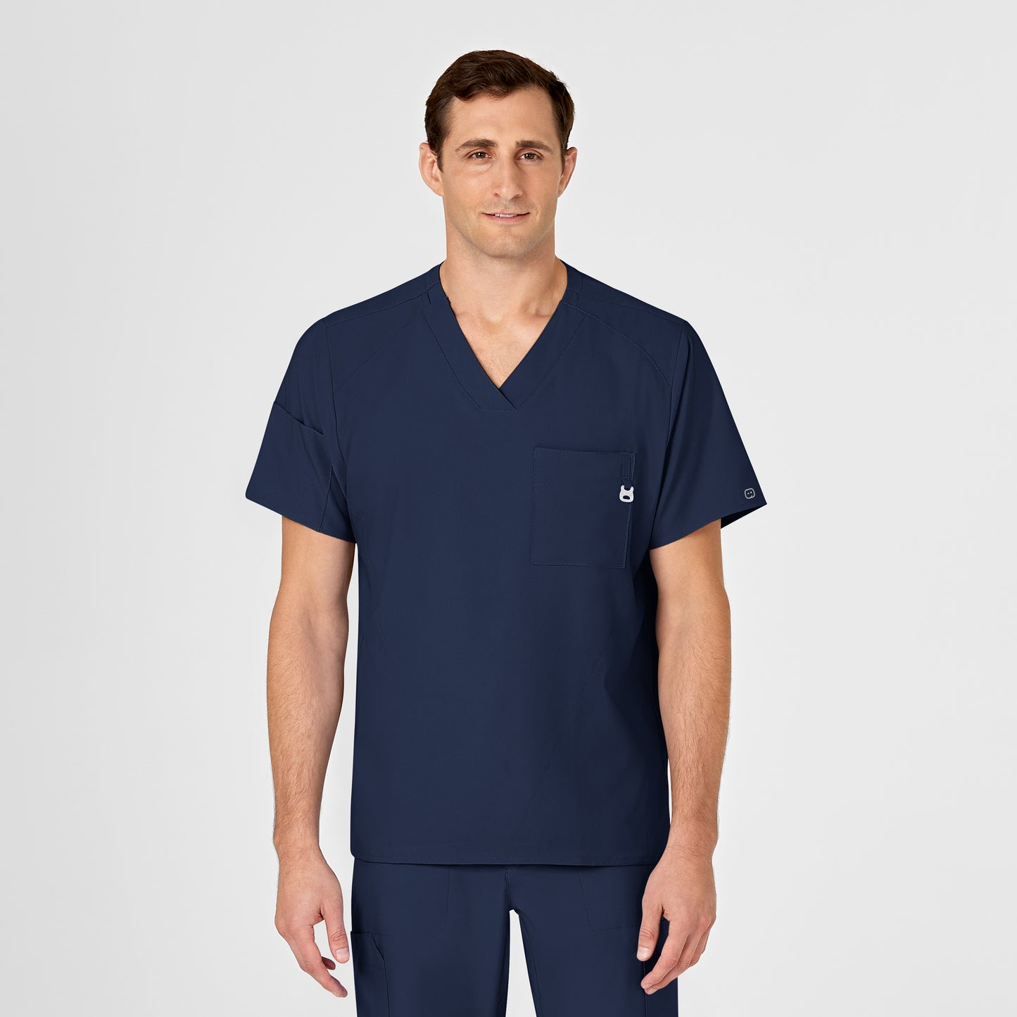 SCC W123 Men's V-Neck Scrub Top With Logo