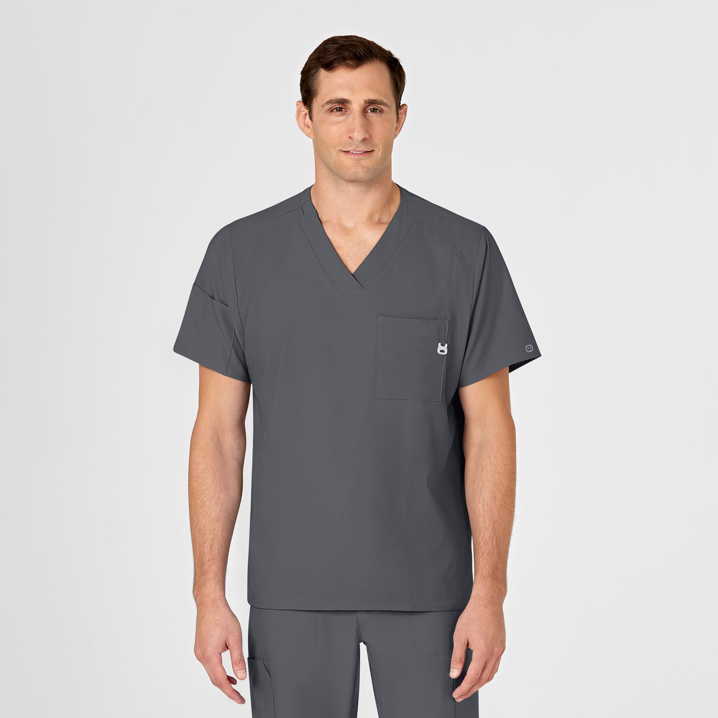 SCC W123 Men's V-Neck Scrub Top With Logo