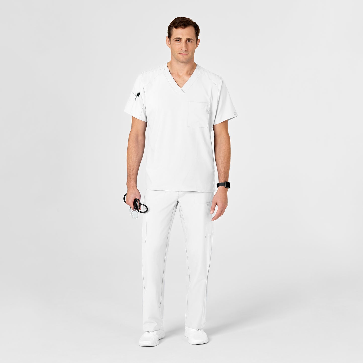 SCC W123 Men's V-Neck Scrub Top With Logo