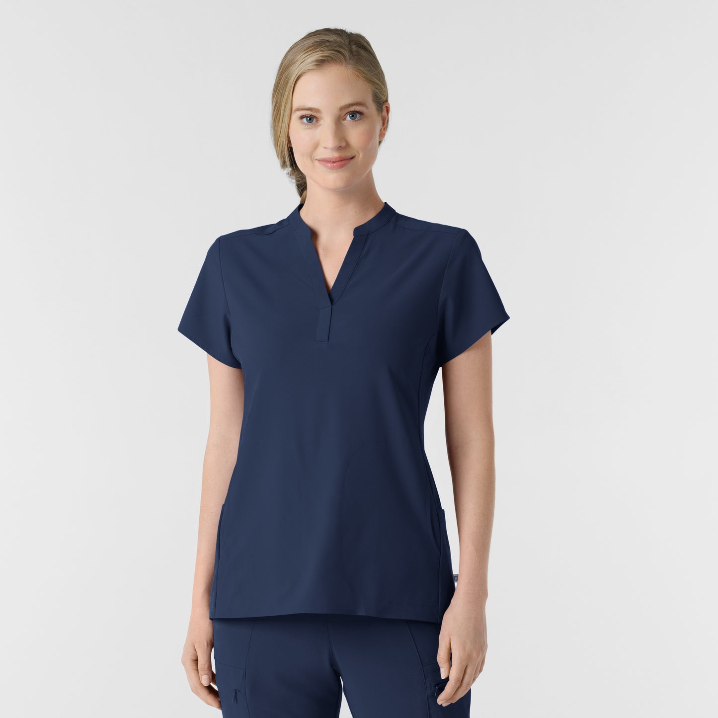SCC RENEW Women's Mandarin Collar Scrub Top With Logo