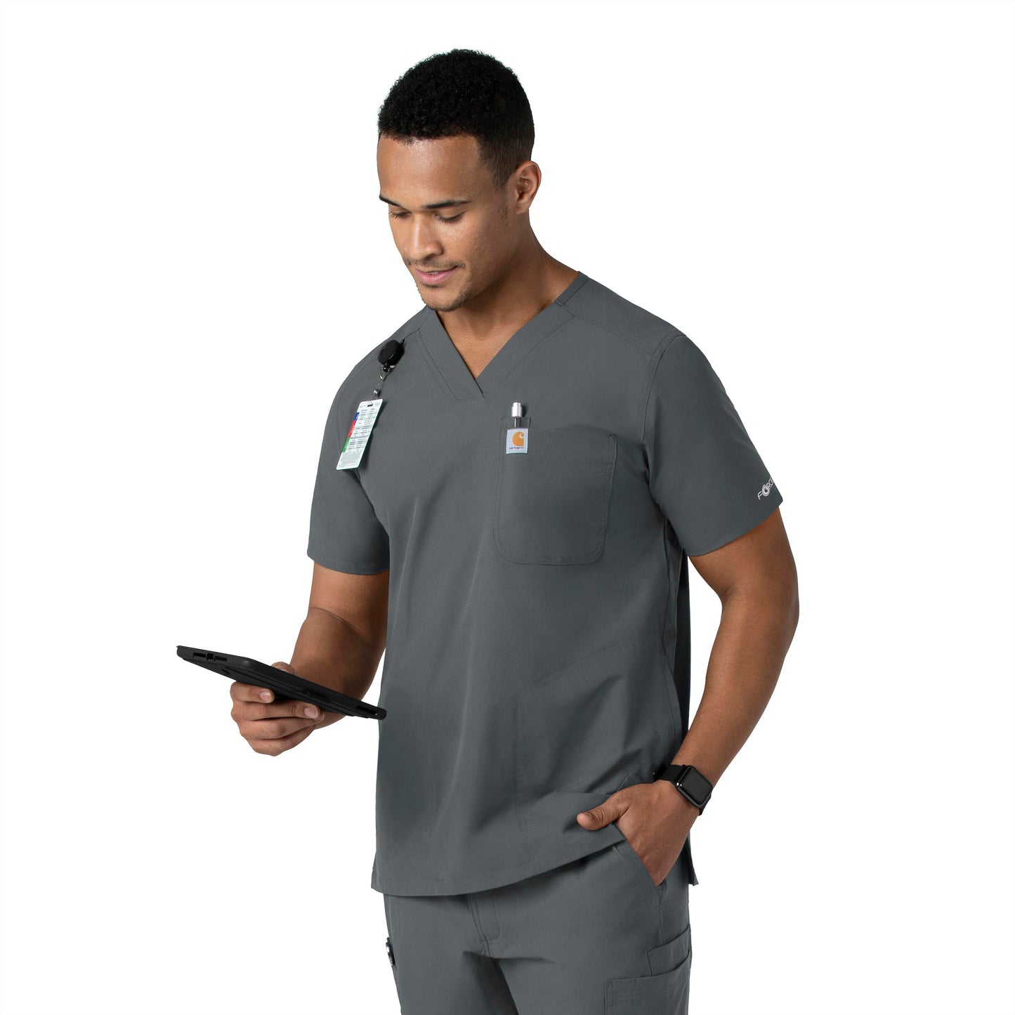 UMSL Force Essentials Men's V-Neck Shirttail Scrub Top With Logo