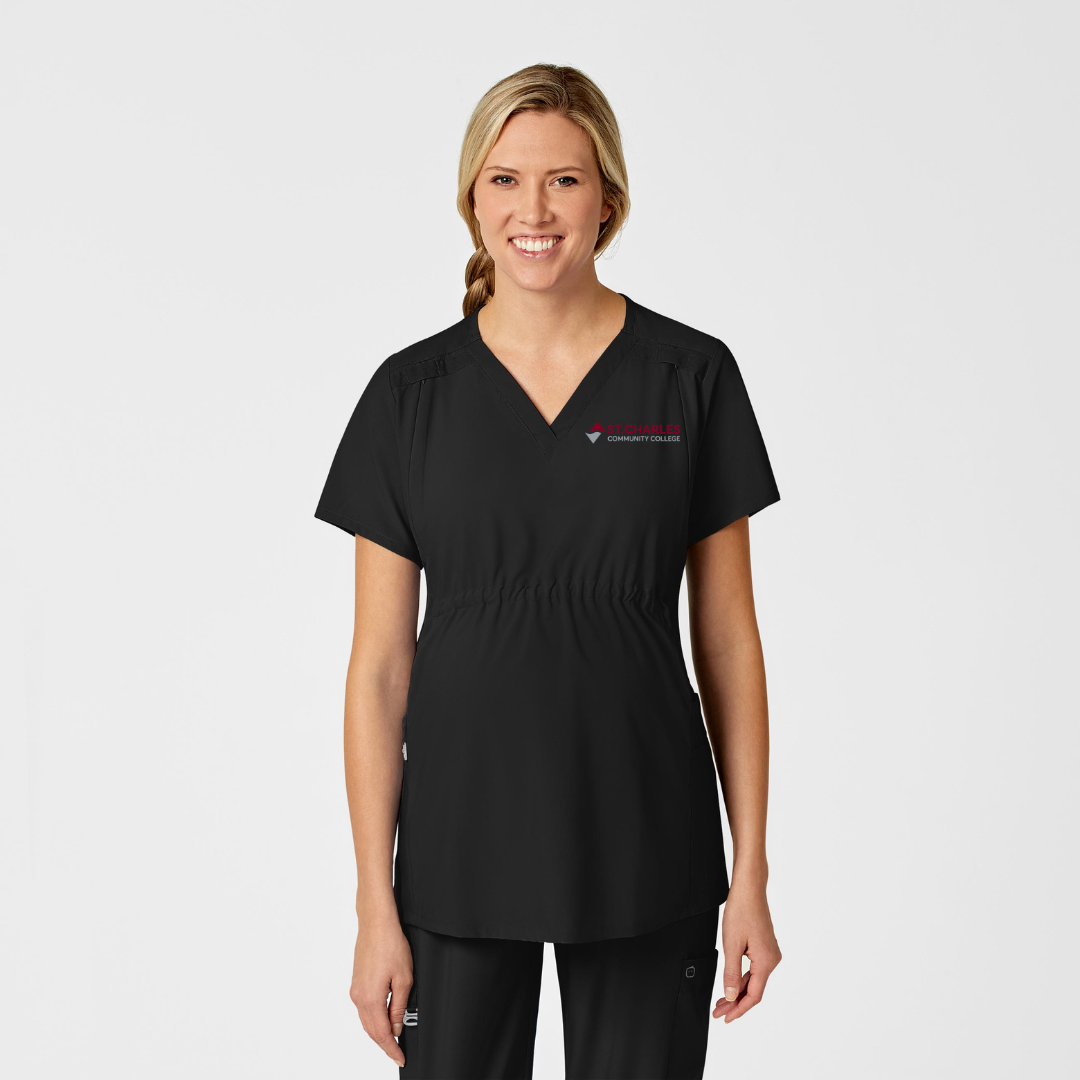 SCC W123 Maternity V-Neck Scrub Top With Logo