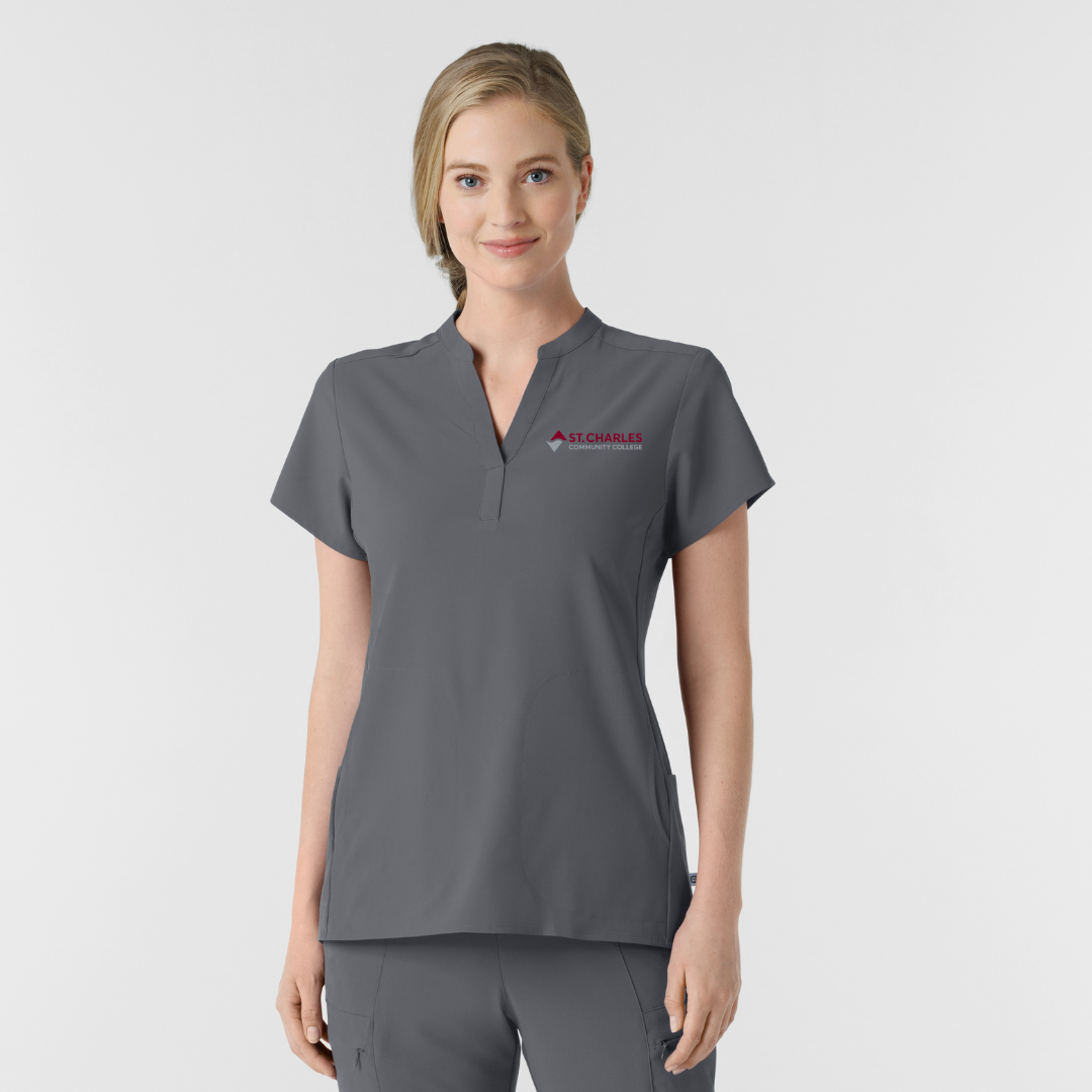 SCC RENEW Women's Mandarin Collar Scrub Top With Logo