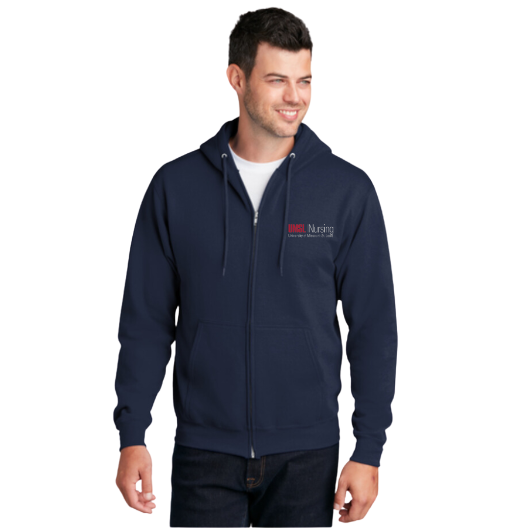 UMSL Unisex Port & Company® Core Fleece Full-Zip Hooded Sweatshirt With Logo