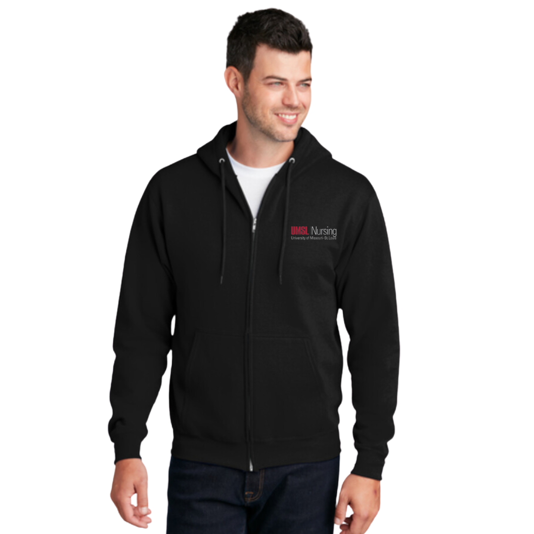 UMSL Unisex Port & Company® Core Fleece Full-Zip Hooded Sweatshirt With Logo