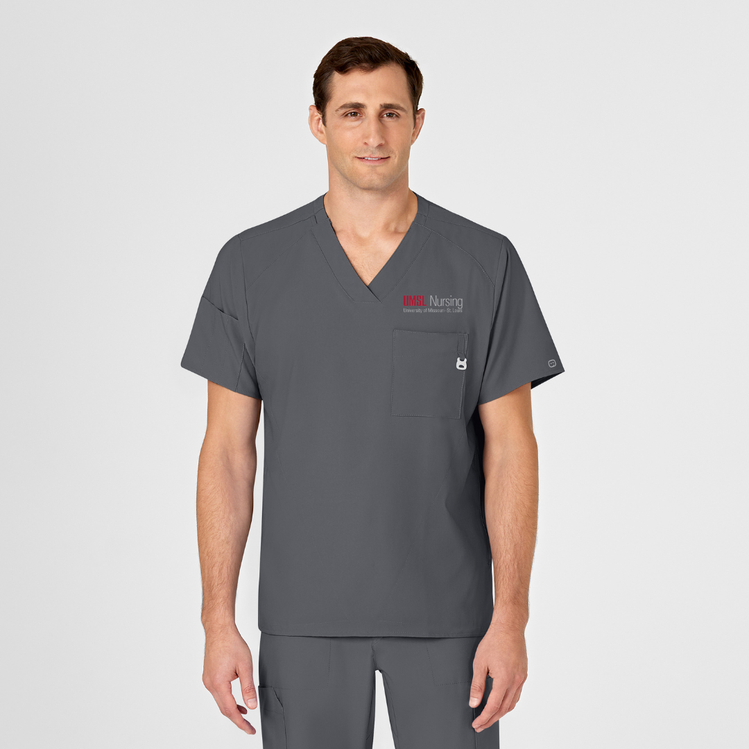 UMSL W123 Men's V-Neck Scrub Top With Logo 6355