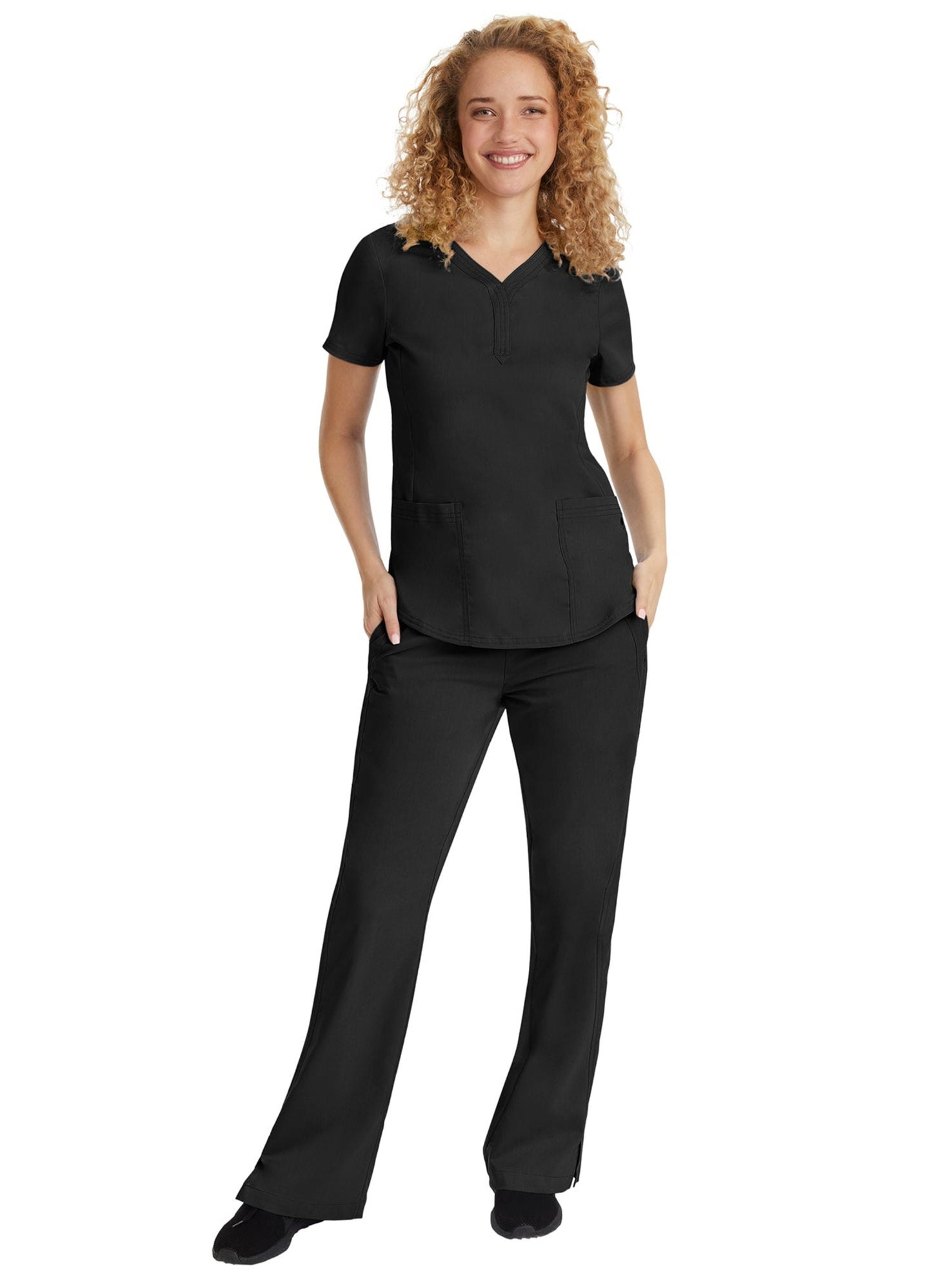 Jane Triple Needle Y-Neck Top