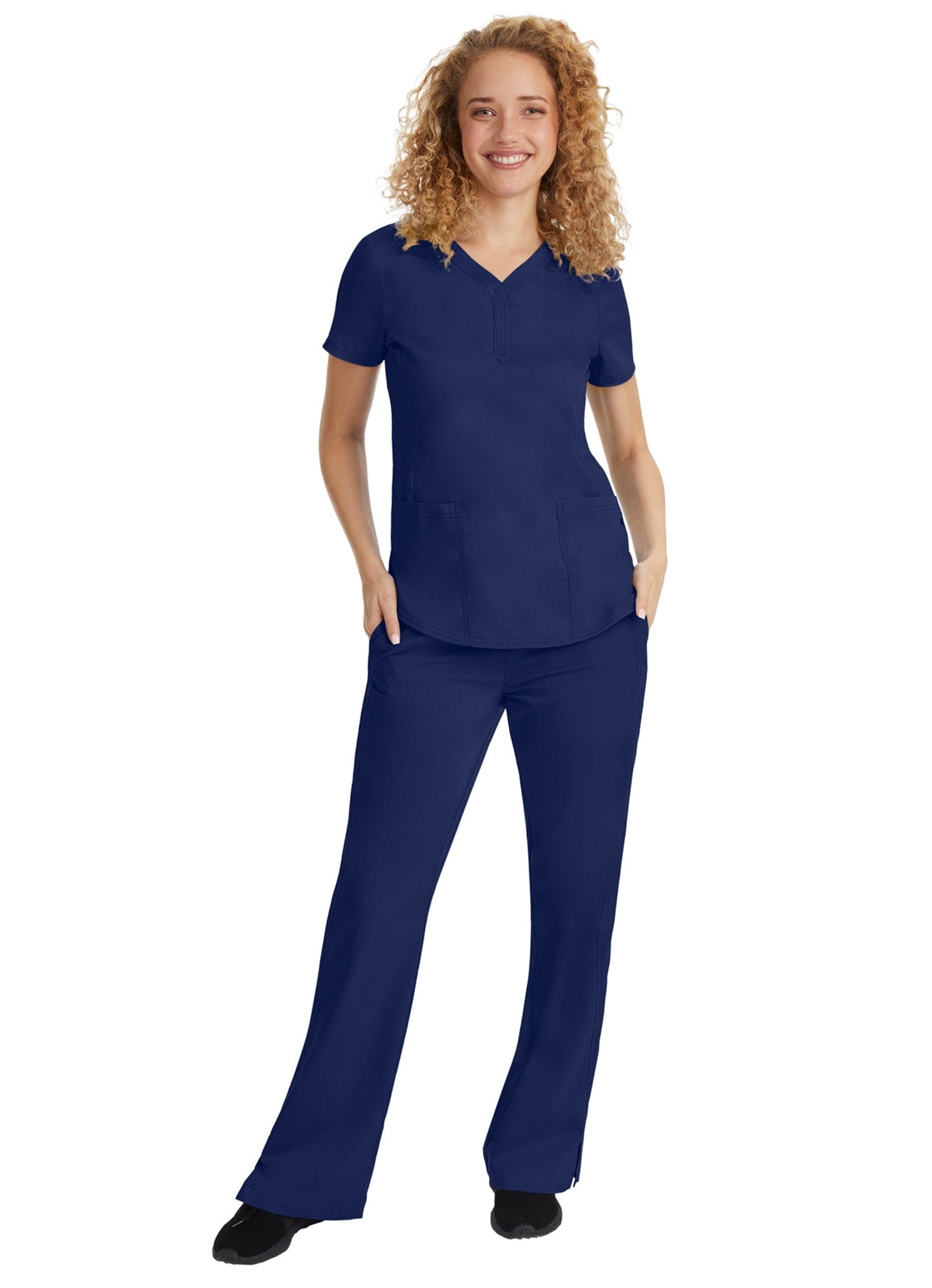 Jane Triple Needle Y-Neck Top