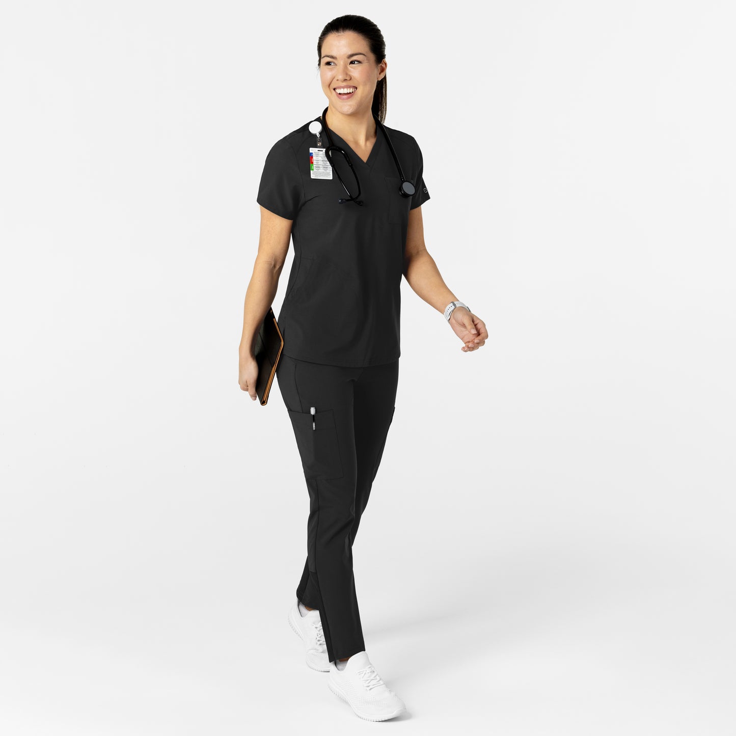 SCC W123 Women's Flex-n-Reach V-Neck Scrub Top With Logo