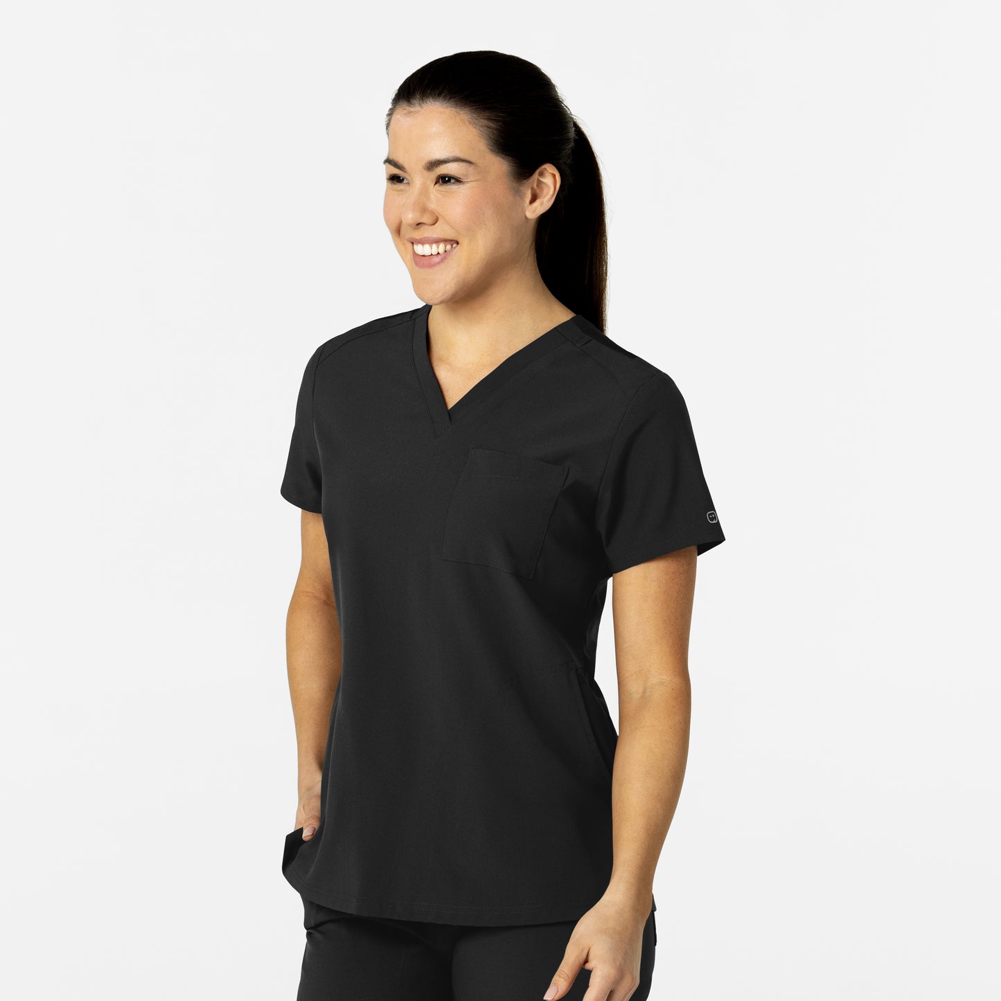 SCC W123 Women's Flex-n-Reach V-Neck Scrub Top With Logo