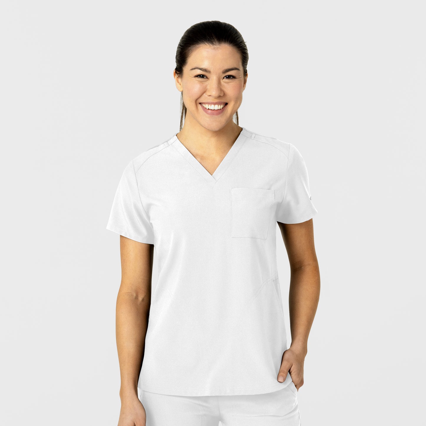 SCC W123 Women's Flex-n-Reach V-Neck Scrub Top With Logo