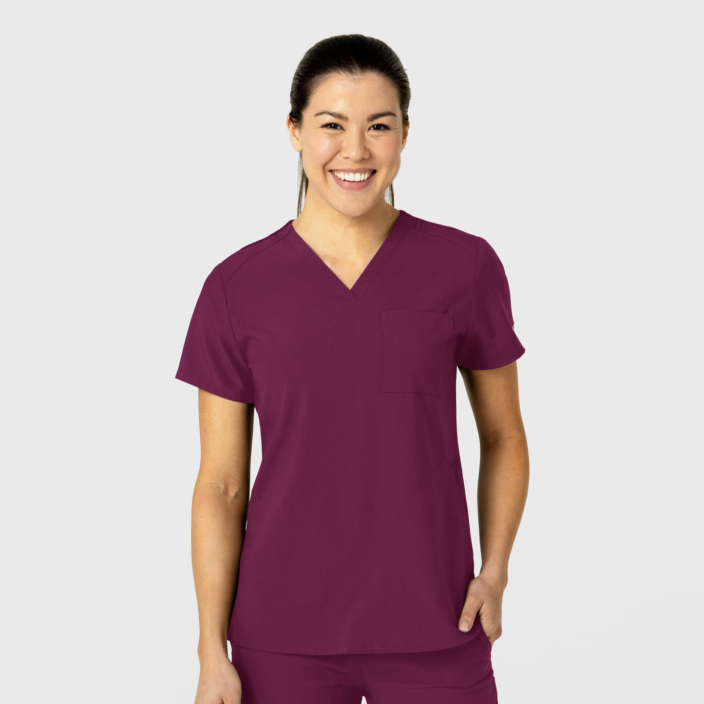 SCC W123 Women's Flex-n-Reach V-Neck Scrub Top With Logo