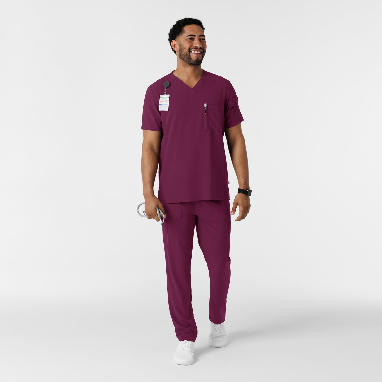 SCC RENEW Men's V-Neck 5 Pocket Scrub Top With Logo