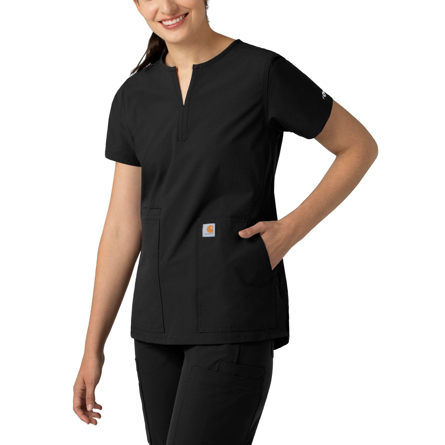 SCC Force Essentials Women's Notch Neck Tunic Scrub Top With Logo