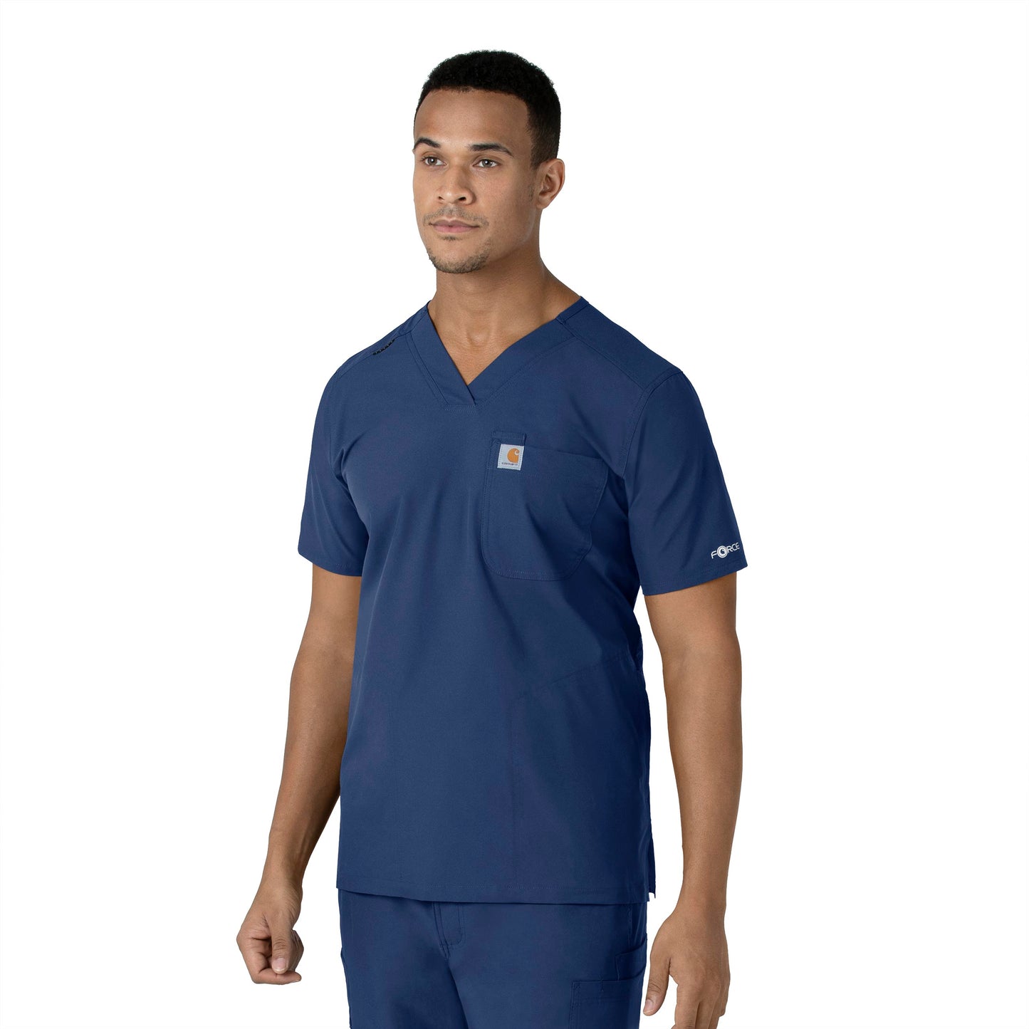 SCC Force Essentials Men's V-Neck Shirttail Scrub Top With Logo