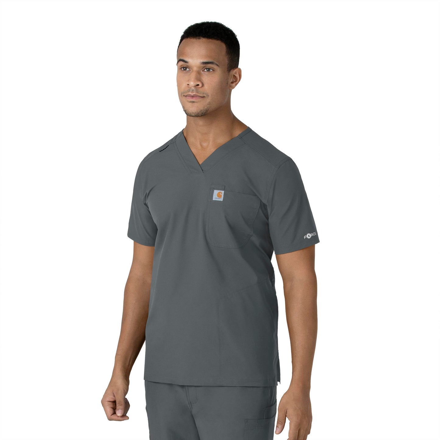 SCC Force Essentials Men's V-Neck Shirttail Scrub Top With Logo