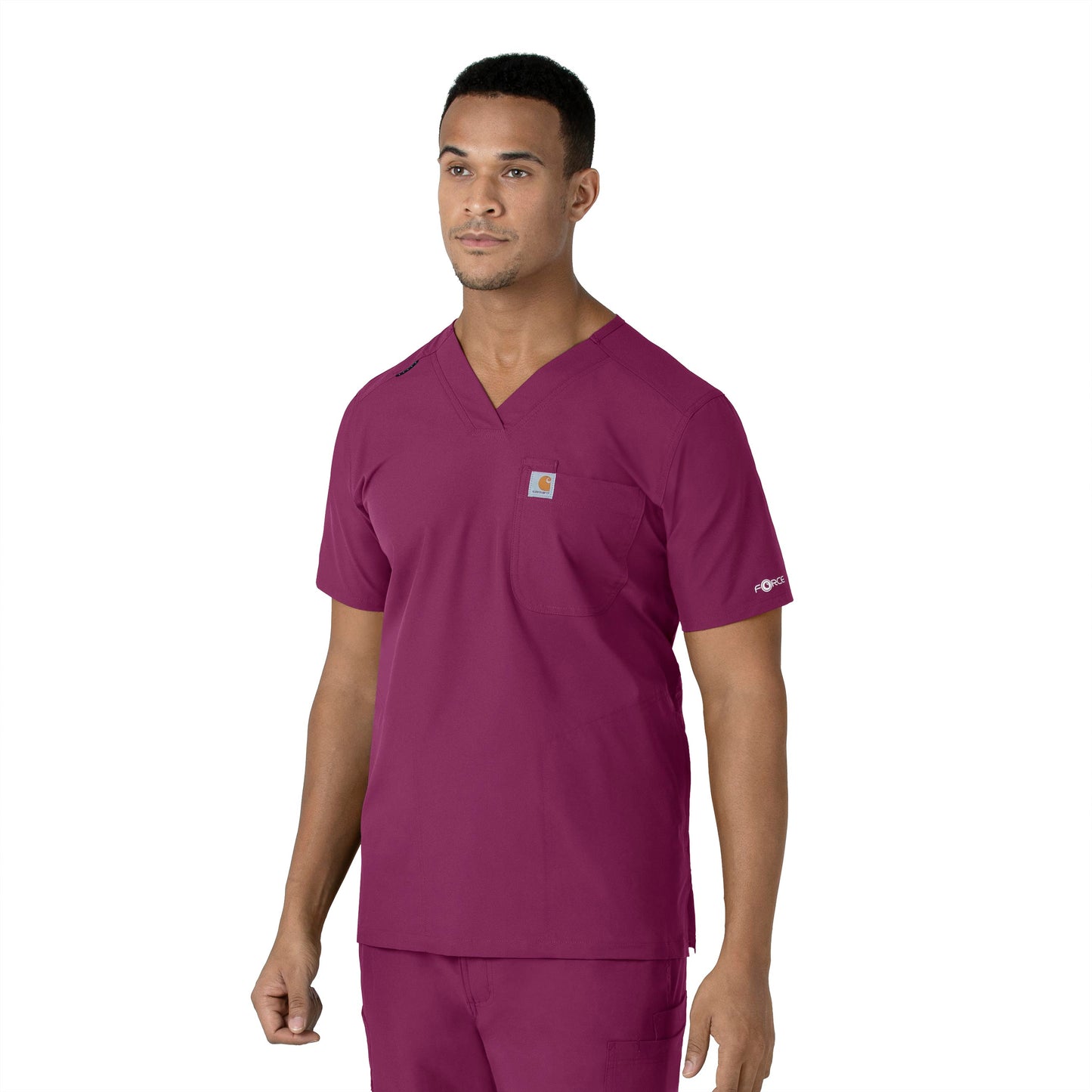 SCC Force Essentials Men's V-Neck Shirttail Scrub Top With Logo