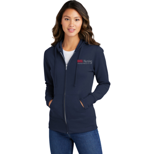 UMSL Women's Port & Company® Core Fleece Full-Zip Hooded Sweatshirt With Logo