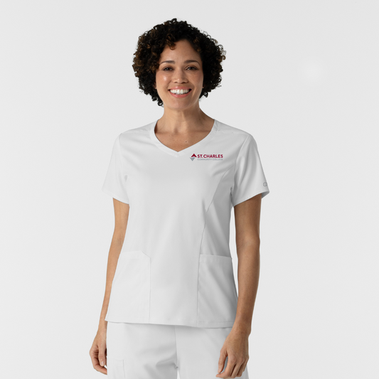 SCC Boundless Women's 2-Pocket V-Neck Scrub Top With Logo