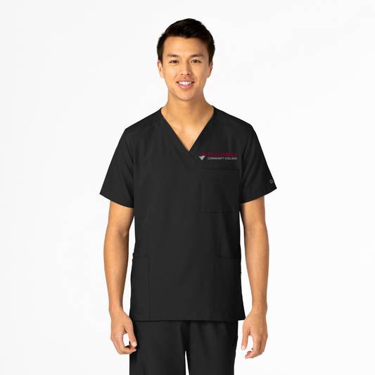 SCC W123 Unisex 4 Pocket Utility Scrub Top With Logo