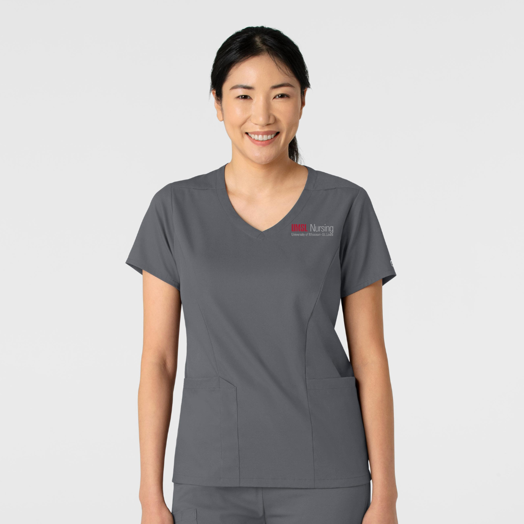 UMSL Boundless Women's 2-Pocket V-Neck Scrub Top With Logo