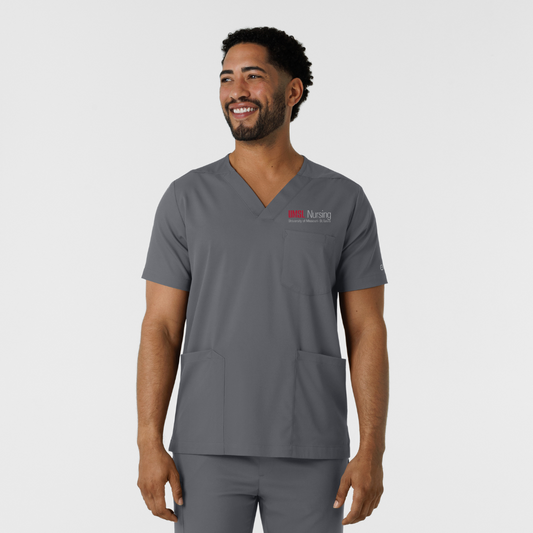 UMSL Boundless Men's Multi Pocket V-Neck Scrub Top with Logo