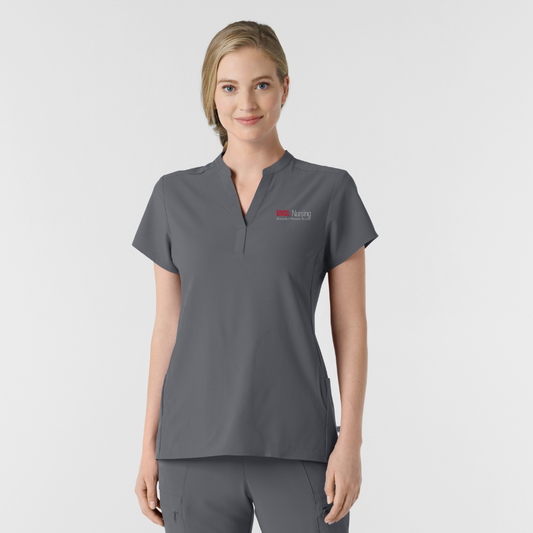 UMSL RENEW Women's Mandarin Collar Scrub Top With Logo