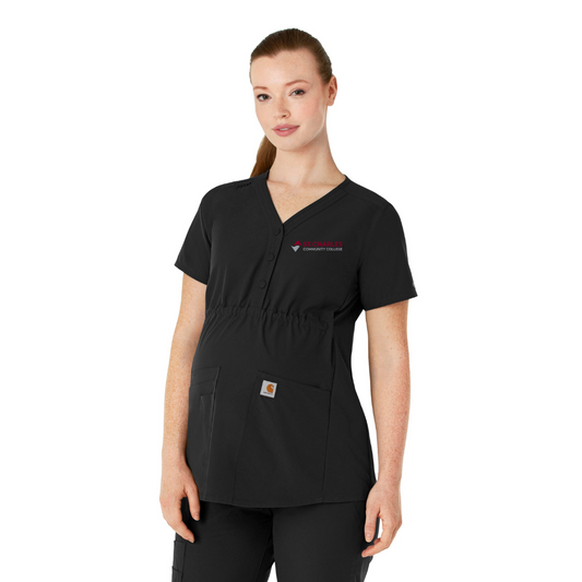 SCC Force Essentials Women's Henley Maternity Scrub With Logo