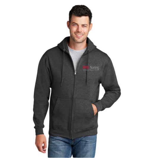 UMSL Unisex Port & Company® Core Fleece Full-Zip Hooded Sweatshirt With Logo