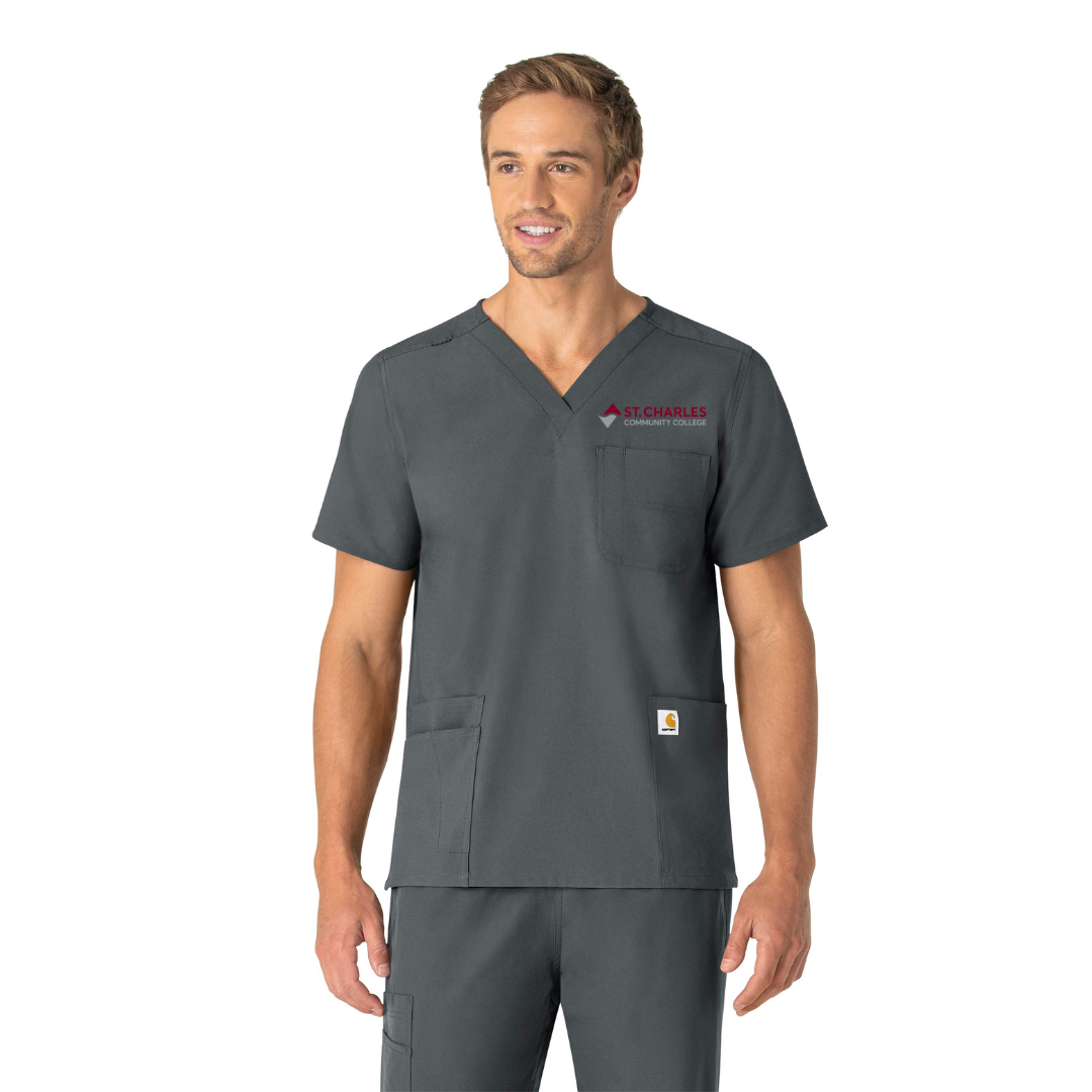 SCC Force Essentials Unisex V-Neck 6-Pocket Scrub Top With Logo