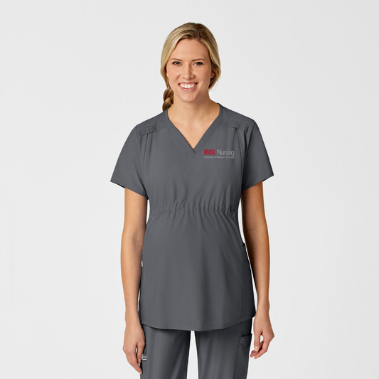 UMSL W123 Maternity V-Neck Scrub Top With Logo