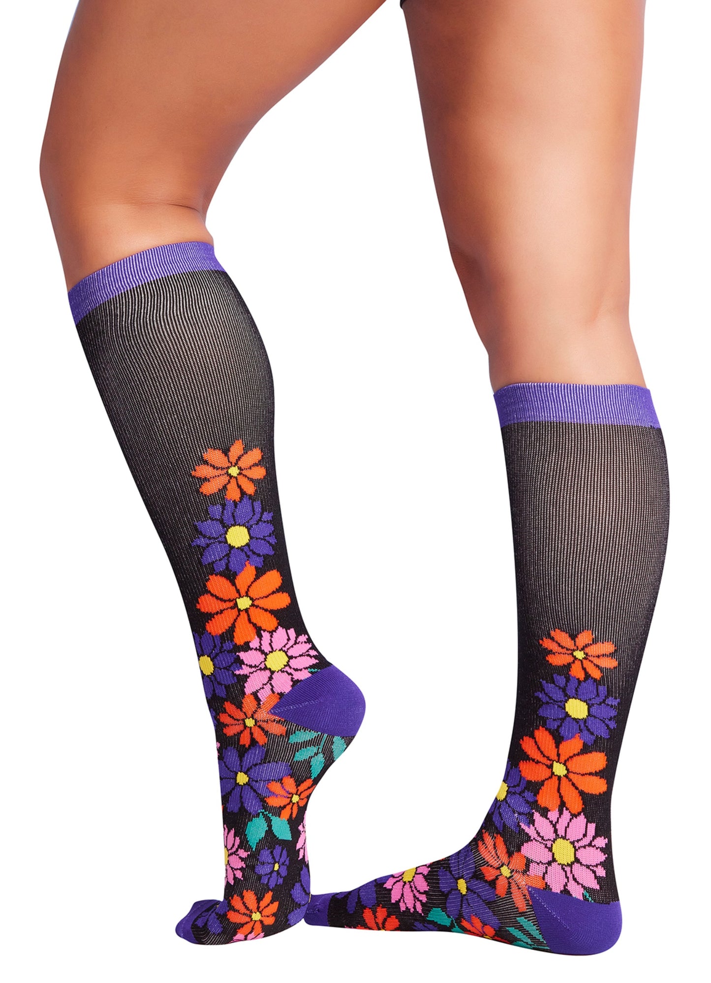 Cherokee Women's Support Socks In Floral Edge