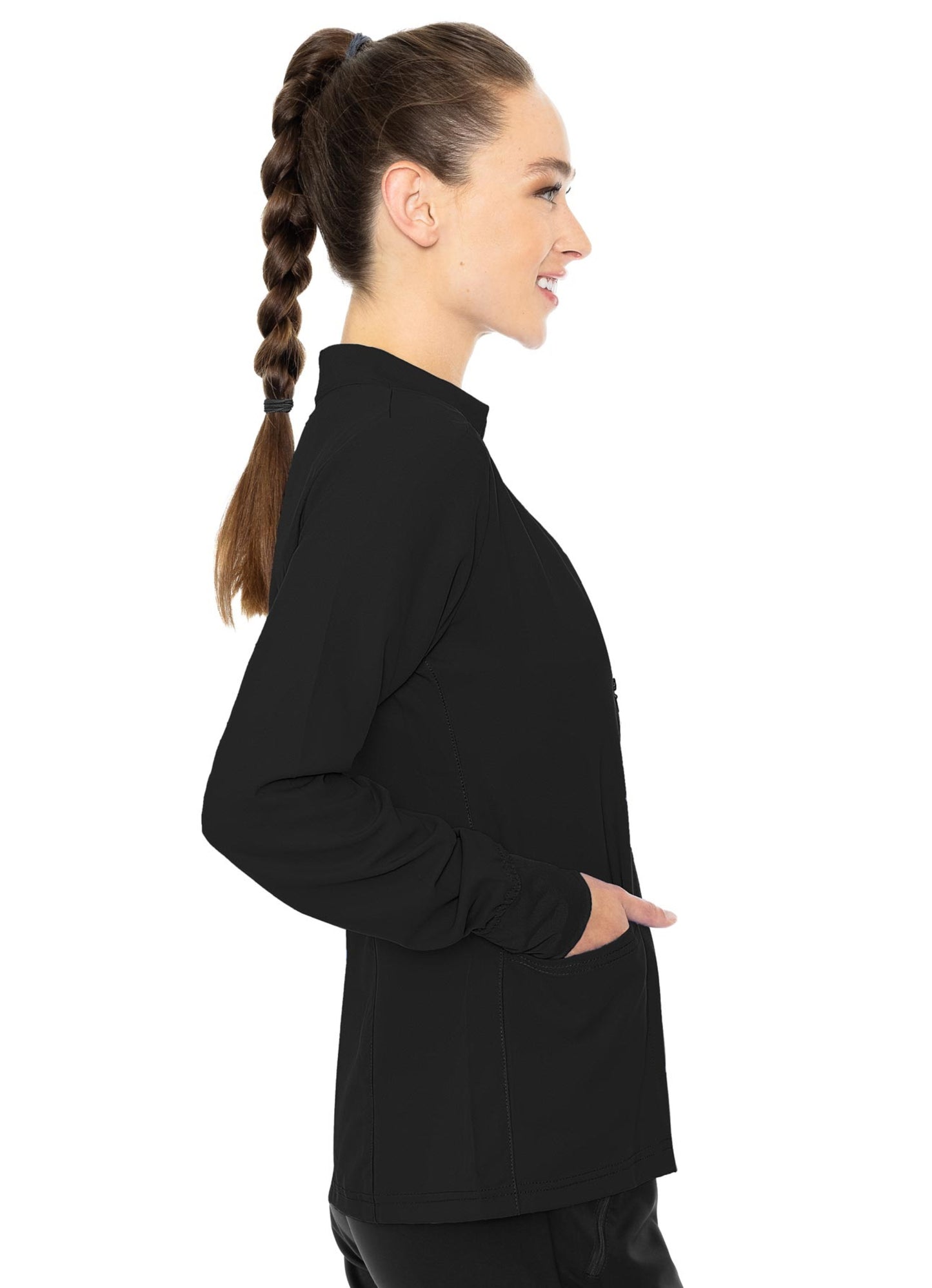 Med Couture Zip Front Warm-Up With Shoulder Yokes