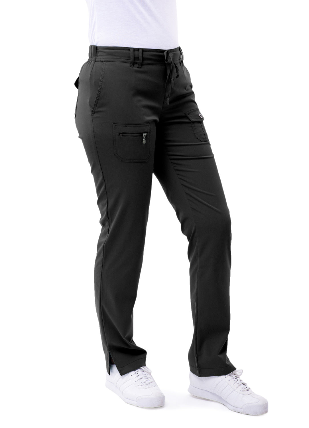 black Adar Women's Slim Fit 6 Pocket Pant(Petite)My Favorite scrub 
